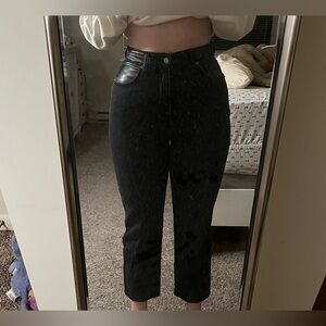 Abercrombie the ankle straight high rise mixed fabric jeans